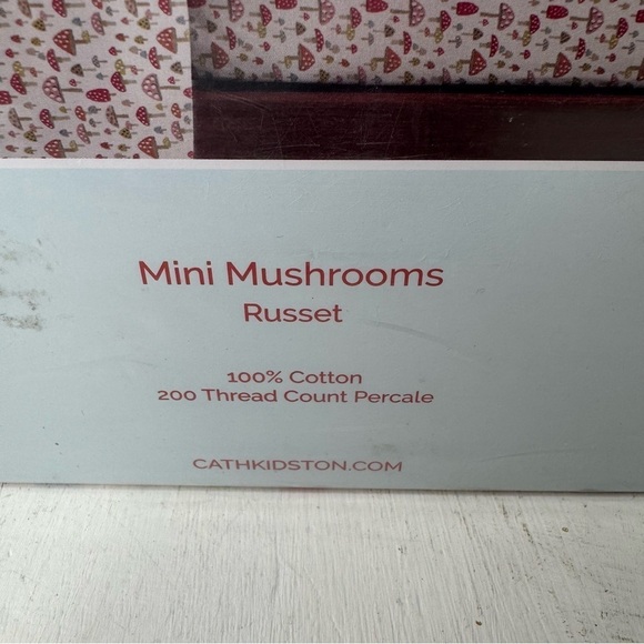 Cath Kidston Mini Mushrooms Russet Twin 3-Piece Cotton Percale Sheet Set NWT - Picture 6 of 10